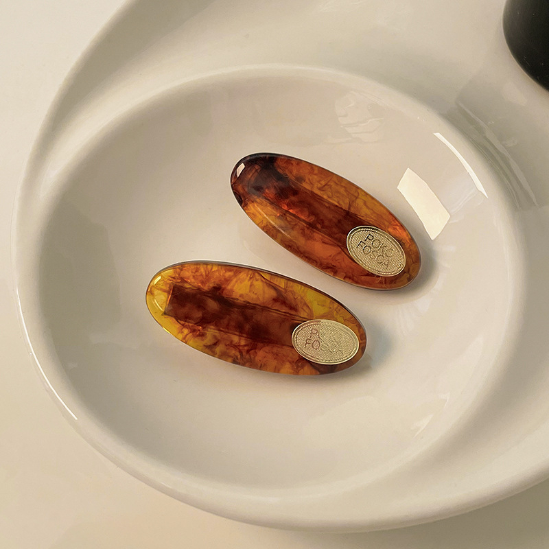 2pcs Kẹp Tóc Mỏ Vịt Màu Hổ Phách Phong Cách retro Hàn Quốc Cho Nữ