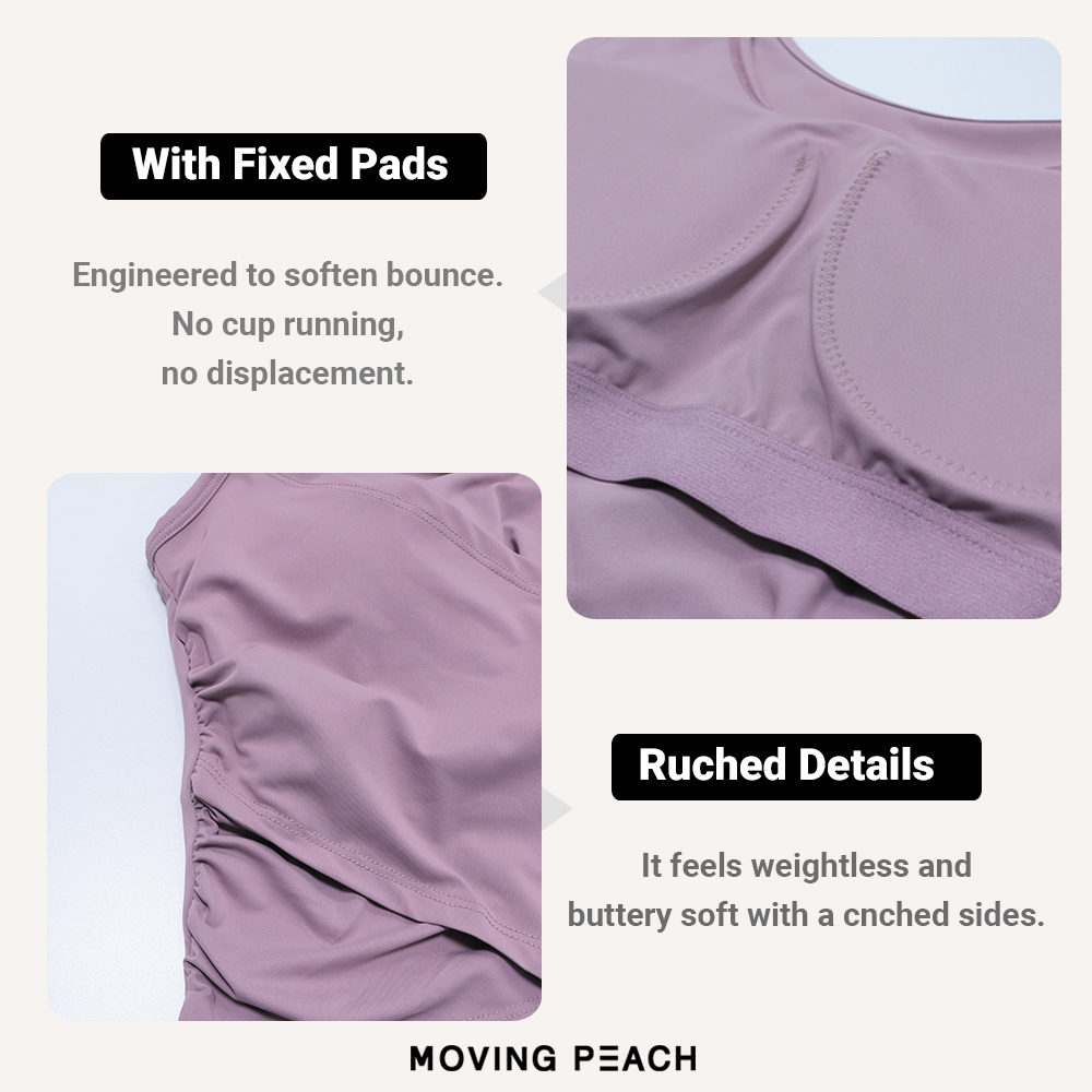 MOVING PEACH Áo Ngực Thể Thao Yoga Thoáng Khí Có Đệm Cố Định DVR