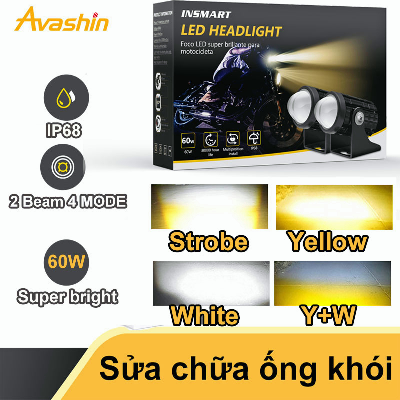 Đèn Trợ Sáng xe máy  4 Mầu  đèn trợ sáng bi cầu Mini đèn trợ sáng mini led xey mini chính hãng bi Cầu đèn pha bi cầu xe máy