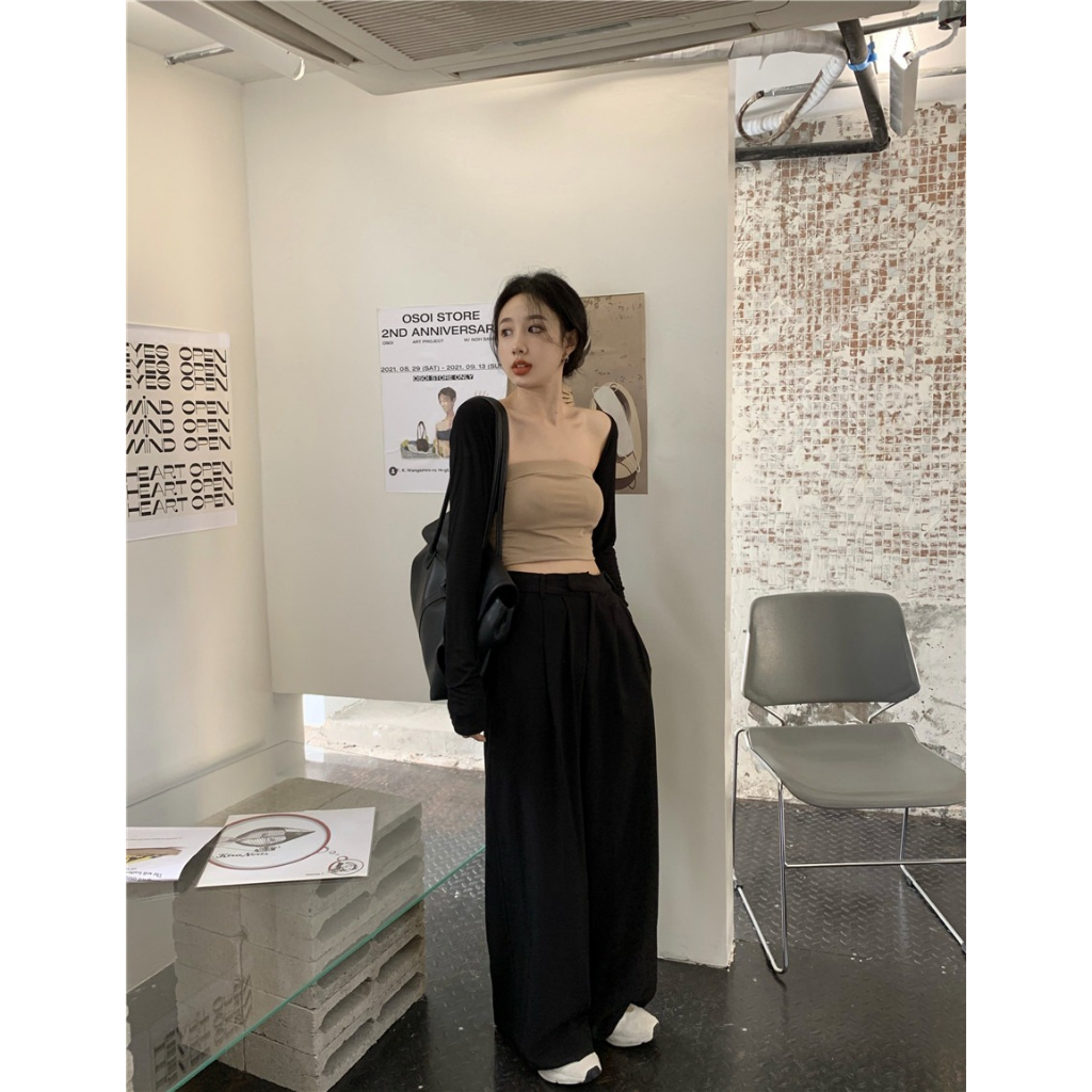 ZHELIHANGFEI Áo Khoác Cardigan Dệt Kim Mỏng Màu Đen Dáng Ngắn Thời Trang Cho Nữ