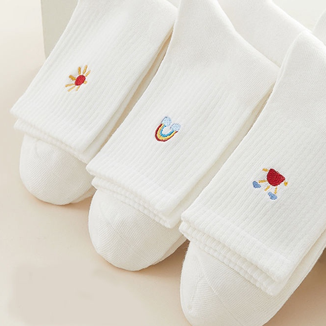 Vớ Cotton Cổ Cao Mỏng Màu Trắng Dễ Phối Đồ Thời Trang Mùa Hè