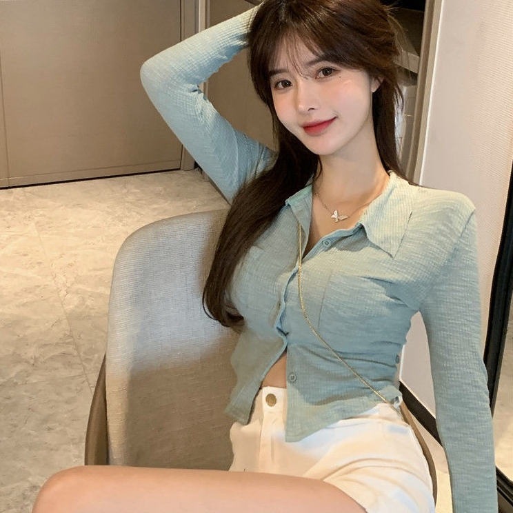 Áo COZOKC dệt kim tay dài dáng ôm chống nắng thời trang cho nữ