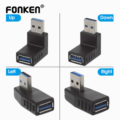 Đầu nối FONKEN chuyển đổi USB 3.0 90 độ tốc độ cao thích hợp cho Laptop / PC