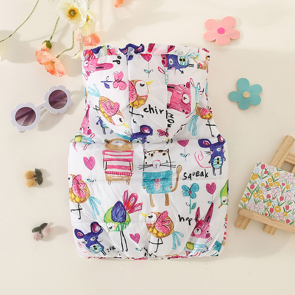 Áo Khoác Cotton Dày Không Tay Có Mũ Trùm Mẫu Mới 2023 Thời Trang Thu Đông Cho Bé Gái 0-3 Tuổi