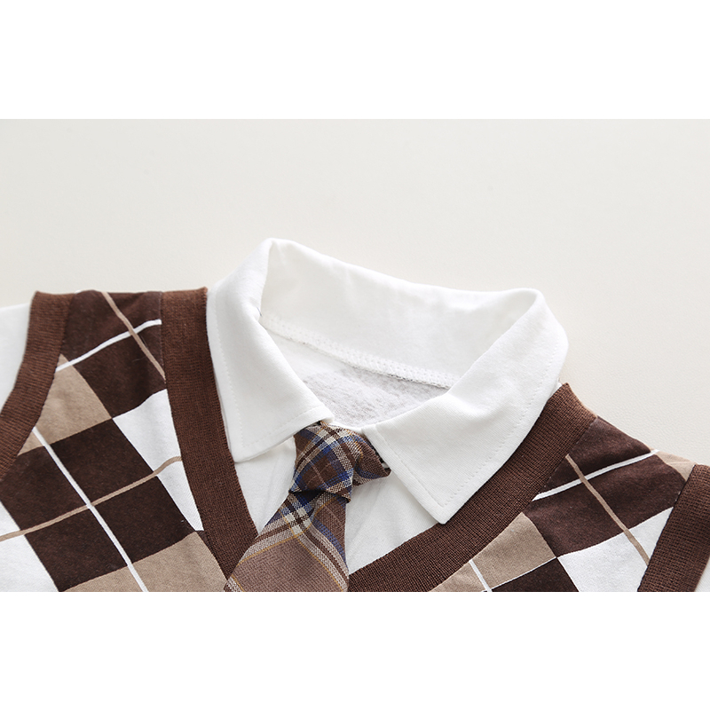 Áo Sơ Mi Tay Ngắn + Cà Vạt Kẻ Sọc Caro Bằng Vải Cotton Thời Trang Mùa Hè Hàng Mới Dành Cho Bé Trai / Bé Gái 80-120cm