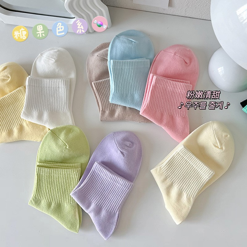 Vớ Cotton Thấm Hút Mồ Hôi Thoáng Khí Màu Sắc Ngọt Ngào Kafu D248