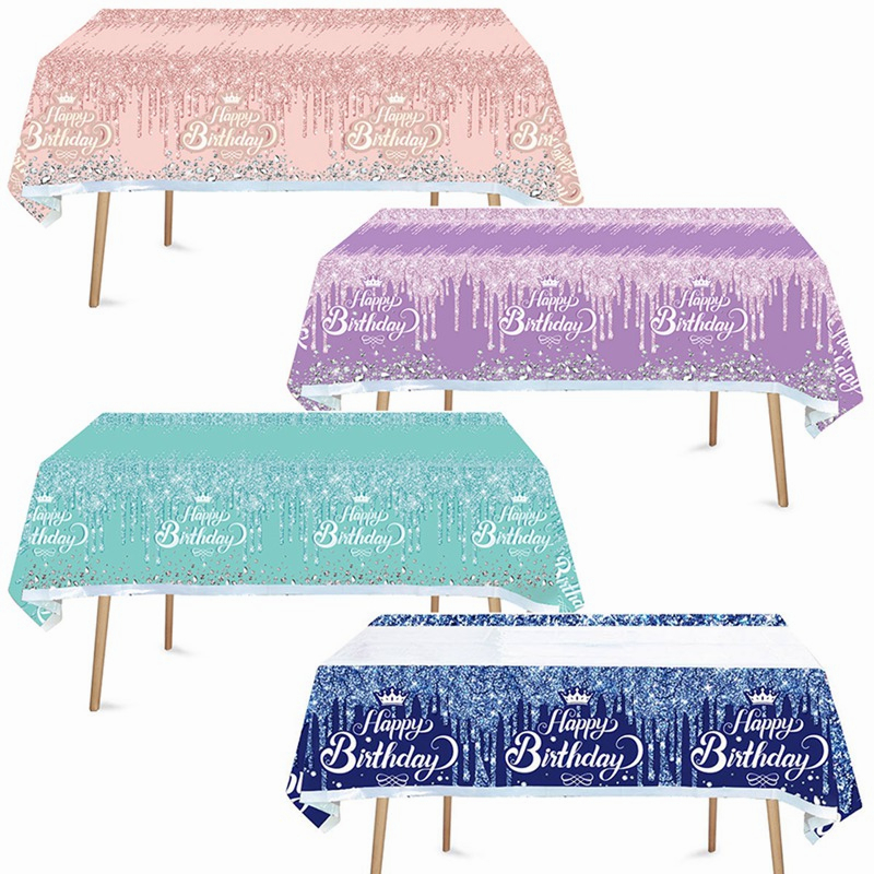 Khăn Trải Bàn Bằng Nhựa Đính Kim Cương Giả Lấp Lánh 180x137CM Trang Trí Nhà Cửa