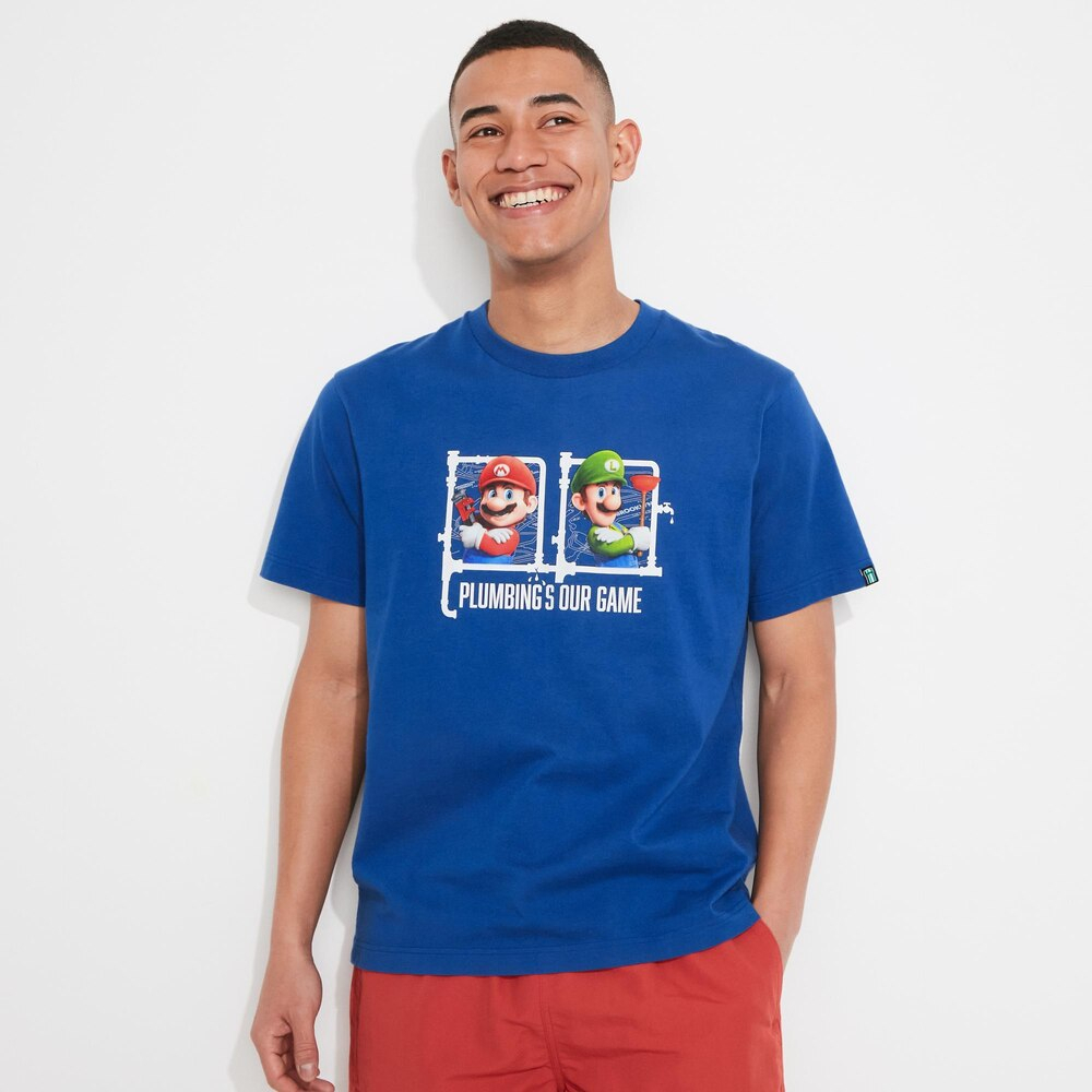 UNIQLO Áo Thun Tay Ngắn In Hình Mario Dễ Thương Cho Nam Và Nữ