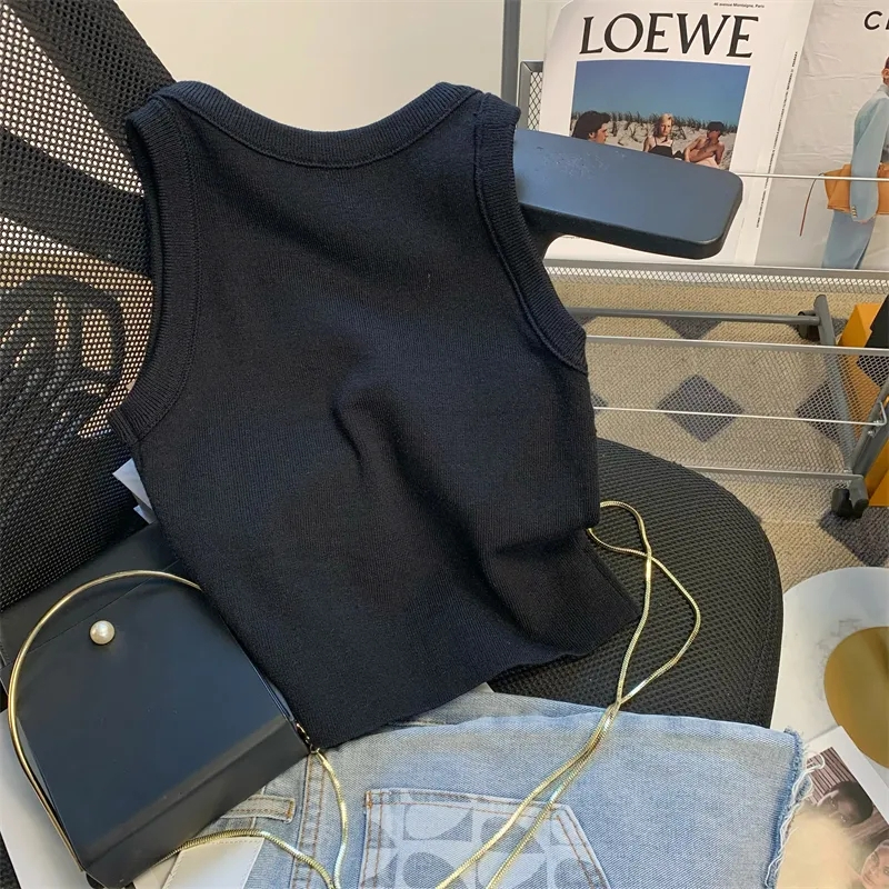 Áo Hai Dây Màu Đen Phong Cách Pháp Thời Trang Mùa Hè Cho Nữ