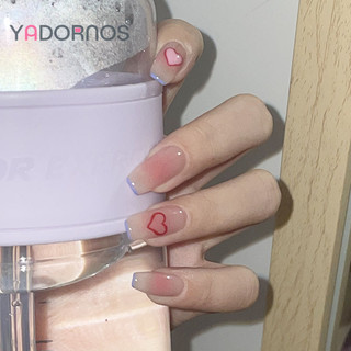 YADORNOS Bộ 24 cái móng tay giả in trái tim đáng yêu hợp thời trang