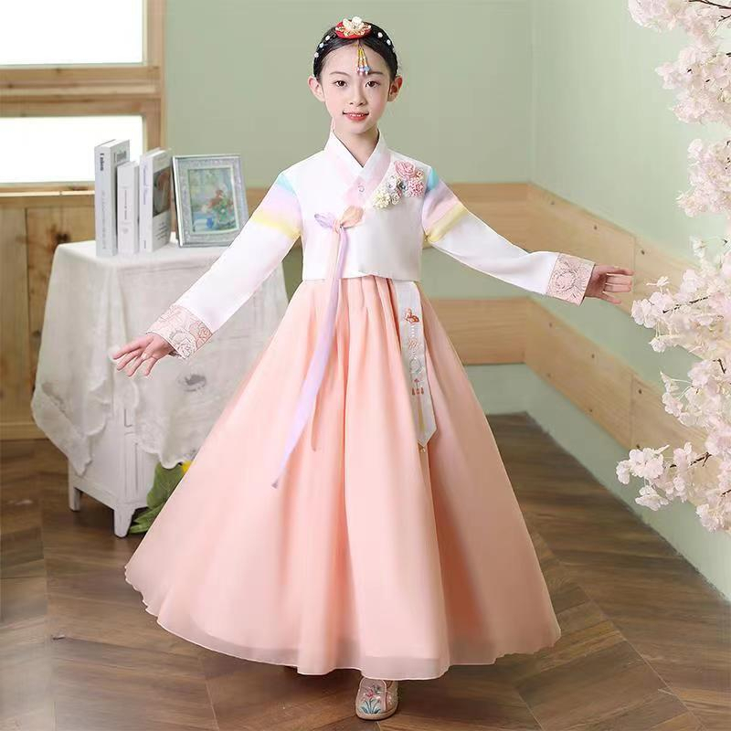 Quần áo trẻ em Hanbok cô gái thêu ren đầm Ngày quốc tế thiếu nhi sinh viên trình diễn quần áo