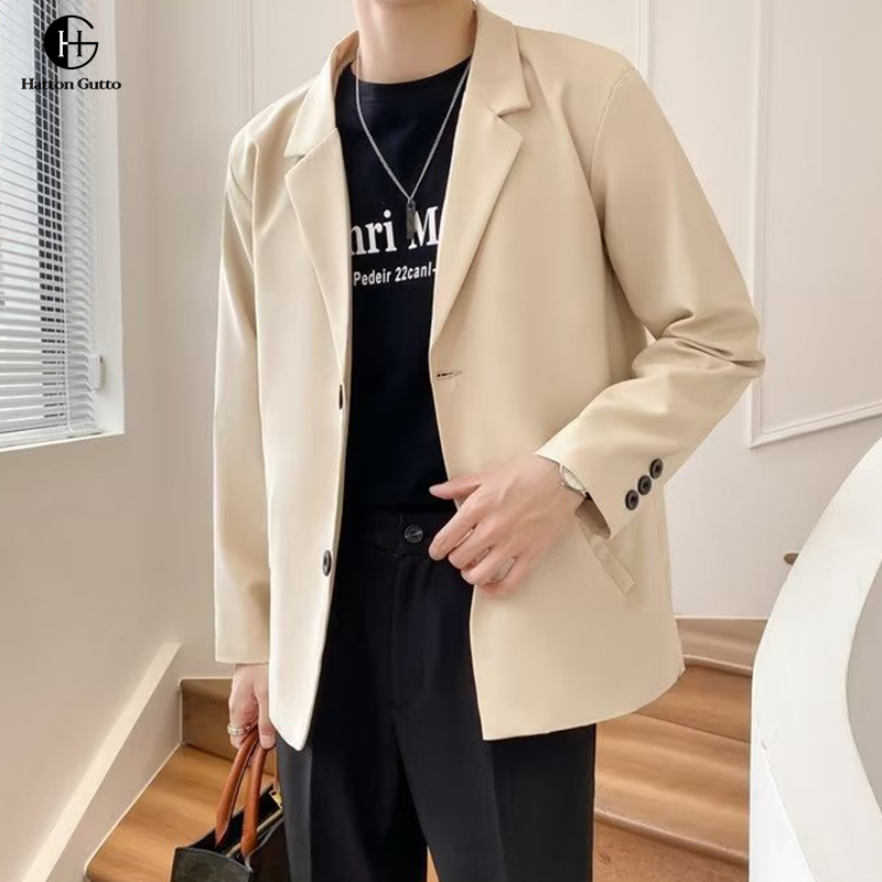 Hatton Gutto COD OOTD áo blazer nam Áo Khoác blazer Hàn Quốc Màu Đen 2 Nút Cho Nam