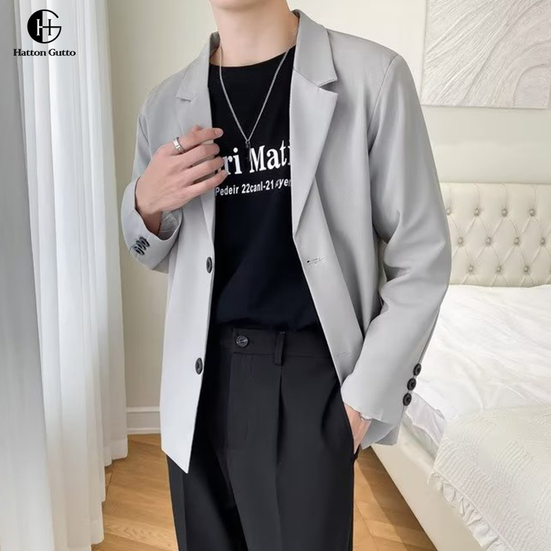 Hatton Gutto COD OOTD áo blazer nam Áo Khoác blazer Hàn Quốc Màu Đen 2 Nút Cho Nam