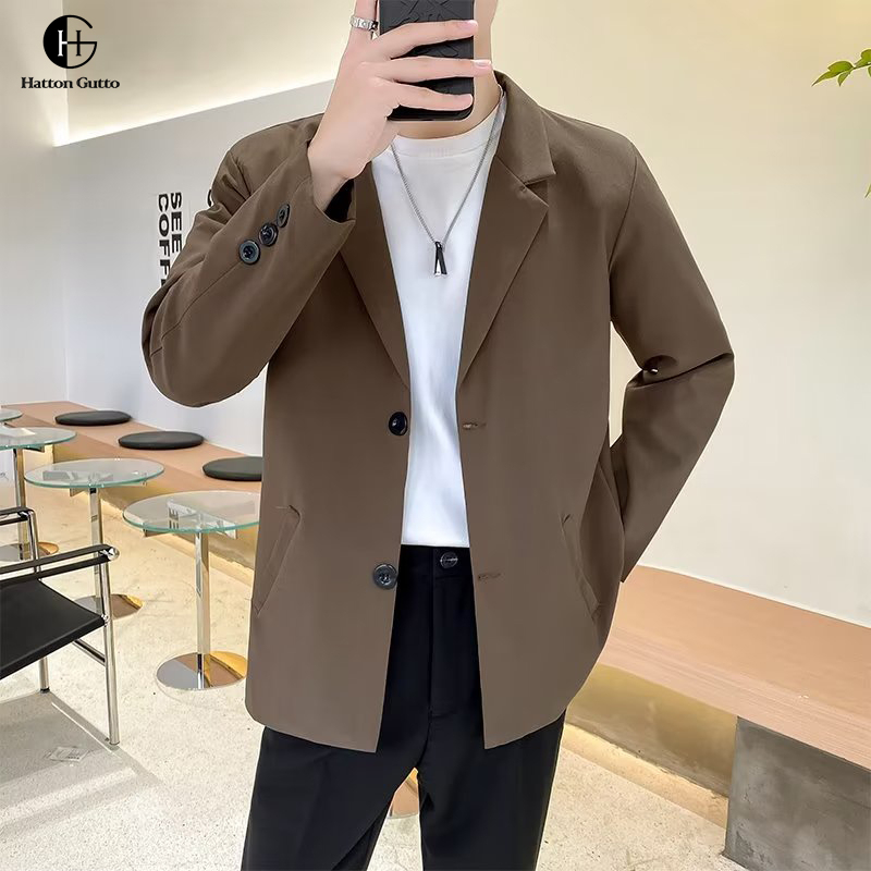 Hatton Gutto COD OOTD áo blazer nam Áo Khoác blazer Hàn Quốc Màu Đen 2 Nút Cho Nam