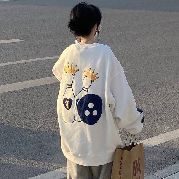 Áo Thun COZOK Tay Dài Dáng Rộng In Chữ Cá Tính Trẻ Trung Hợp Thời Trang Hàn Quốc
