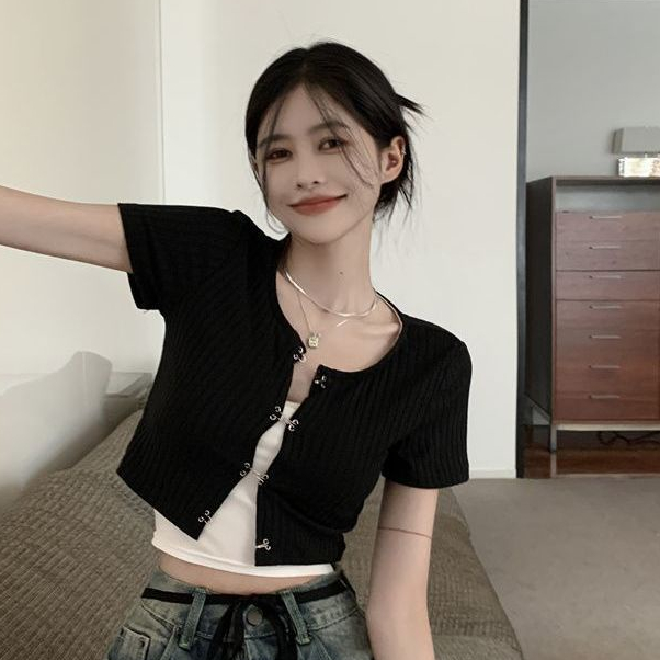 COZOKC Áo Thun Croptop Tay Ngắn Dáng Ôm Thời Trang Quyến Rũ Cho Nữ