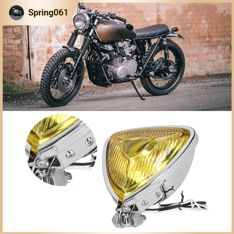 Ống kính màu vàng hình tam giác đèn pha xe máy 12V 55W M10 Cho Xe Mô Tô 【Spring061】