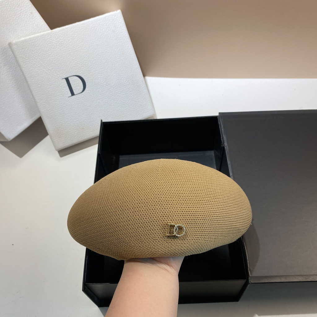 Mũ Beret Dệt Kim Mỏng Màu Trắng / Đen Đính Đá Chữ Phong Cách Hàn Quốc Thời Trang Xuân Hè 2023 Cho Nữ