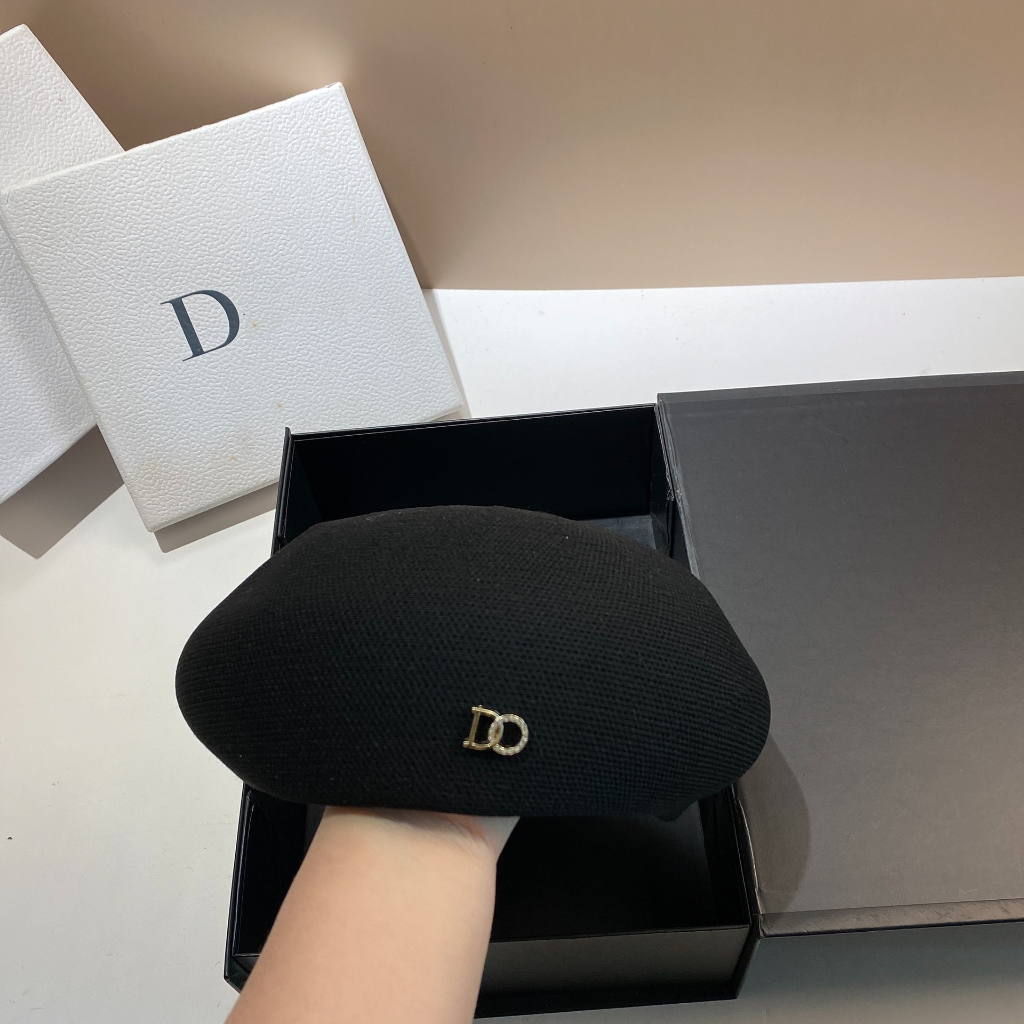 Mũ Beret Dệt Kim Mỏng Màu Trắng / Đen Đính Đá Chữ Phong Cách Hàn Quốc Thời Trang Xuân Hè 2023 Cho Nữ