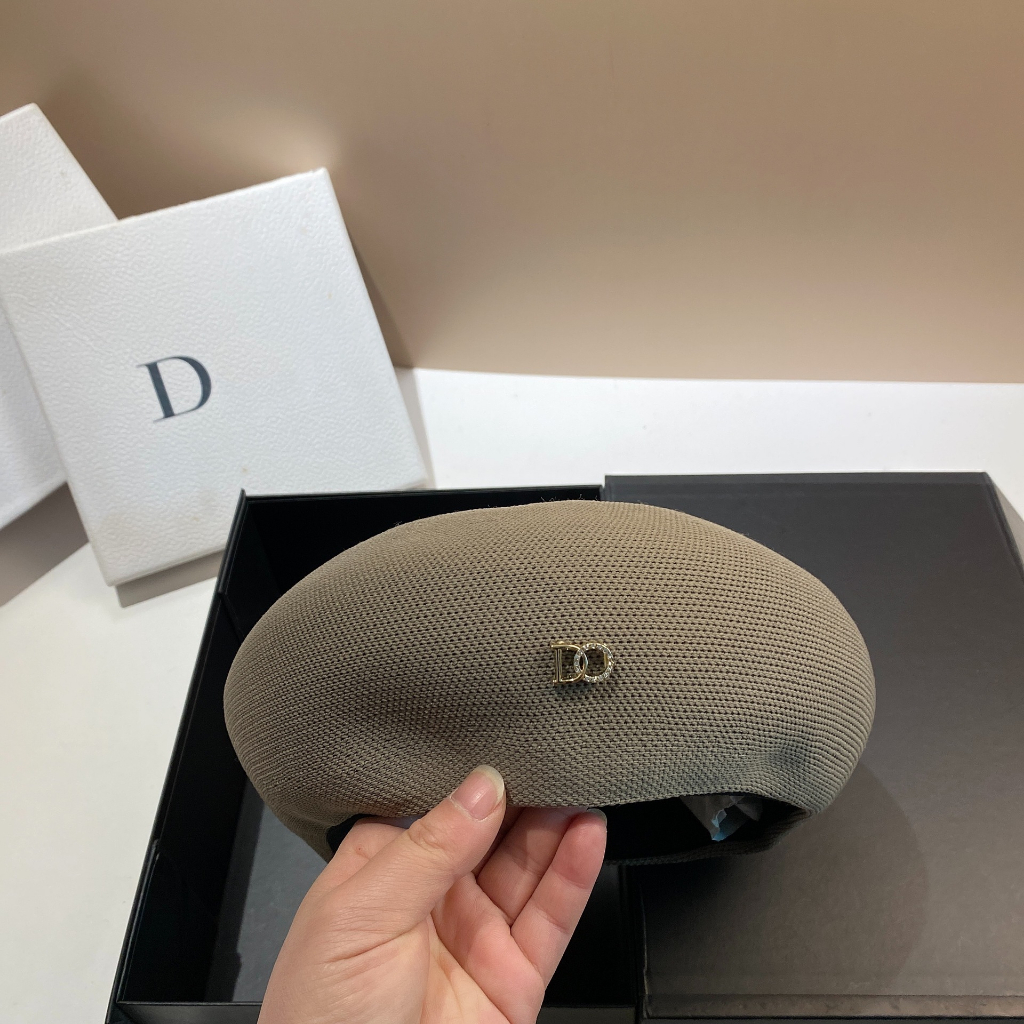 Mũ Beret Dệt Kim Mỏng Màu Trắng / Đen Đính Đá Chữ Phong Cách Hàn Quốc Thời Trang Xuân Hè 2023 Cho Nữ