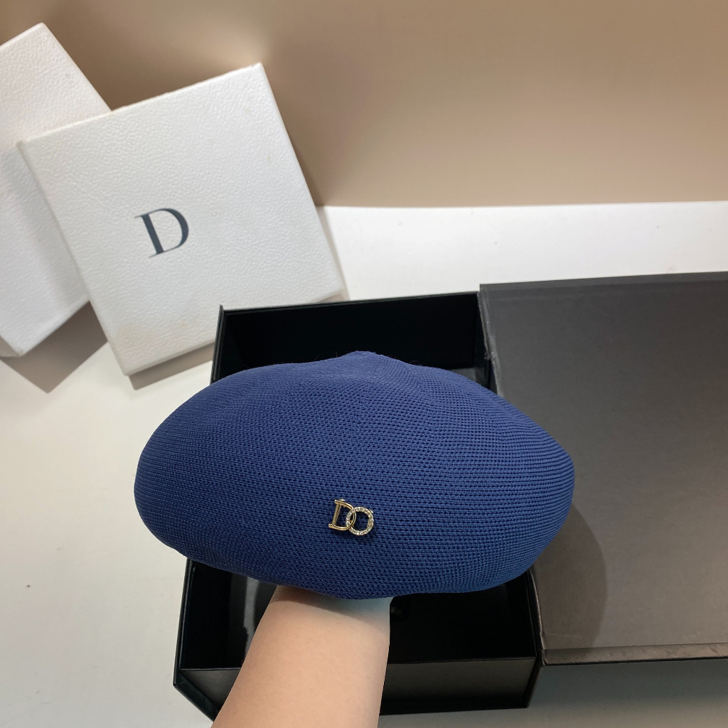 Mũ Beret Dệt Kim Mỏng Màu Trắng / Đen Đính Đá Chữ Phong Cách Hàn Quốc Thời Trang Xuân Hè 2023 Cho Nữ