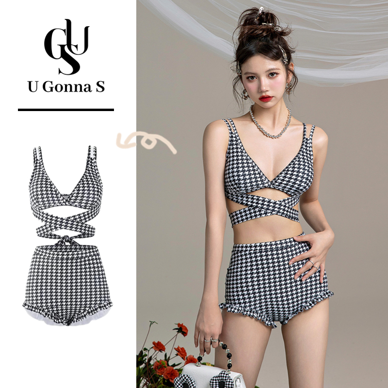 U Gonna S Set đồ tắm bikini liền thân hai mảnh lưng cao thiết kế hở eo thời trang Hàn Quốc quyến rũ dành cho nữ