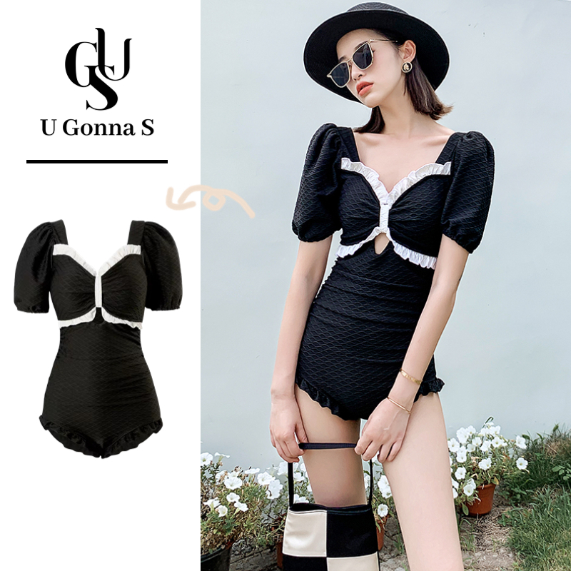 U Gonna S Bikini đi biển thiết kế một mảnh liền thân cạp cao sexy hở lưng phong cách tiểu thư Hàn Quốc