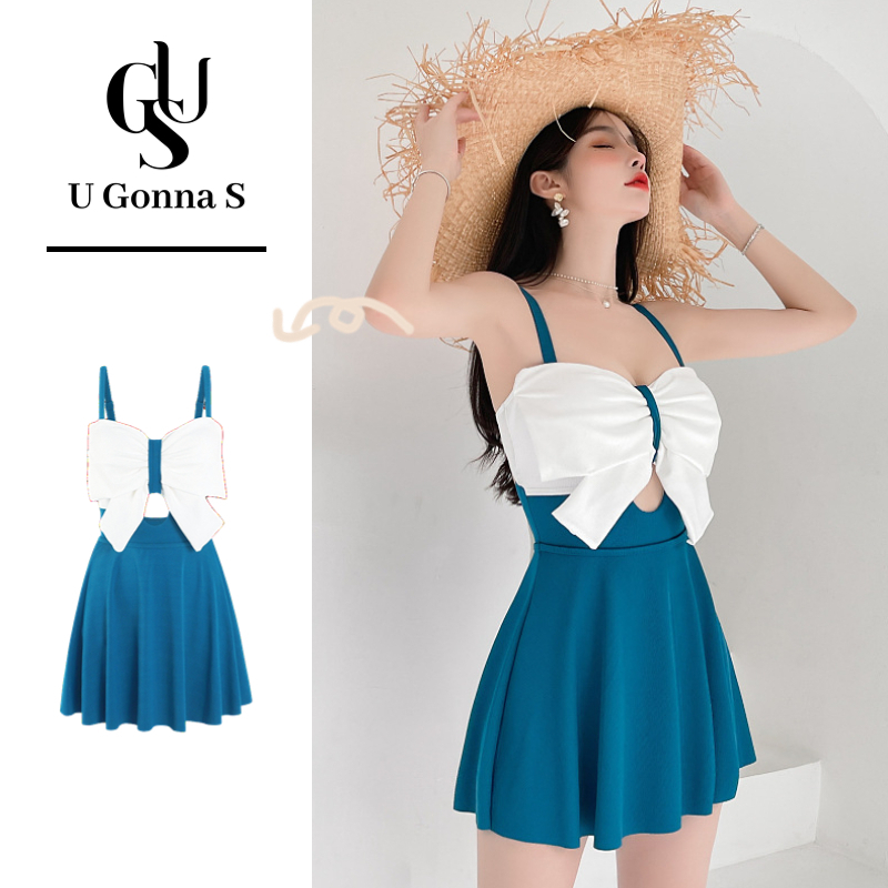 Set đồ bơi U GONNA S hai mảnh cổ yếm kín đáo có đệm ngực co giãn nhiều màu sắc thời trang Hàn Quốc 2023 quyến rũ cho nữ