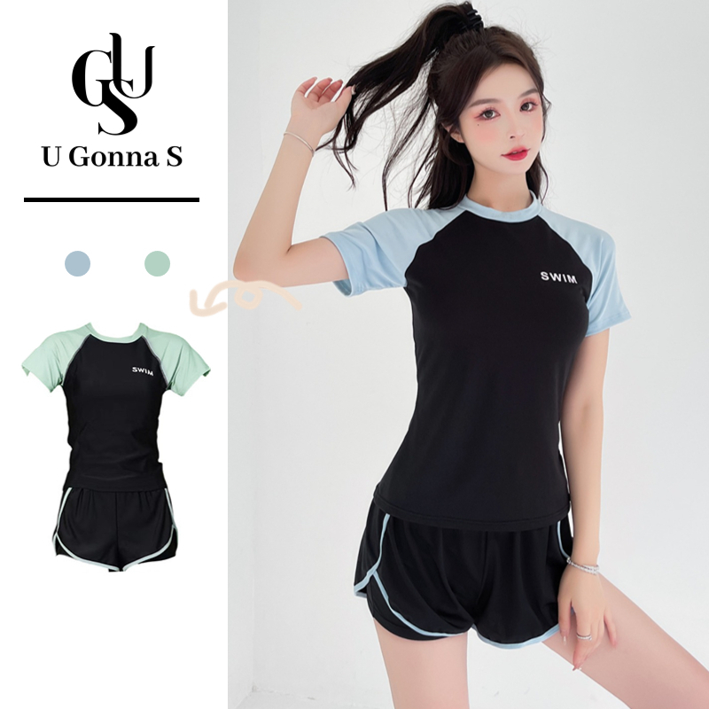 U Gonna S Bikini Đồ Bơi Nữ Kín Đáo Đùi Ngắn Tay Đi Biển Hàn Quốc 2 Mảnh Bigsize LUHAZO Phong Cách Thể Thao Du Lịch 2023