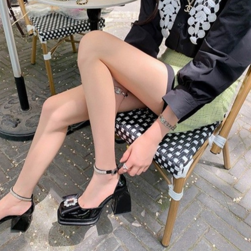 Giày JK Hẹn Hò Giày Đi Làm Giày Quà Tặng Bao Đầu Giày Cao Gót Bowknot Giày Cao Gót Square Buckle Với Square Head Mary Jane