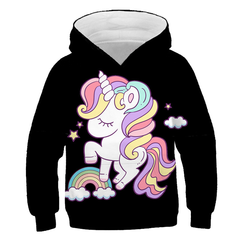 Áo Hoodie Thể Thao In Hình Kỳ Lân Hoạt Hình Thời Trang Thông Dụng Dành Cho Trẻ Em