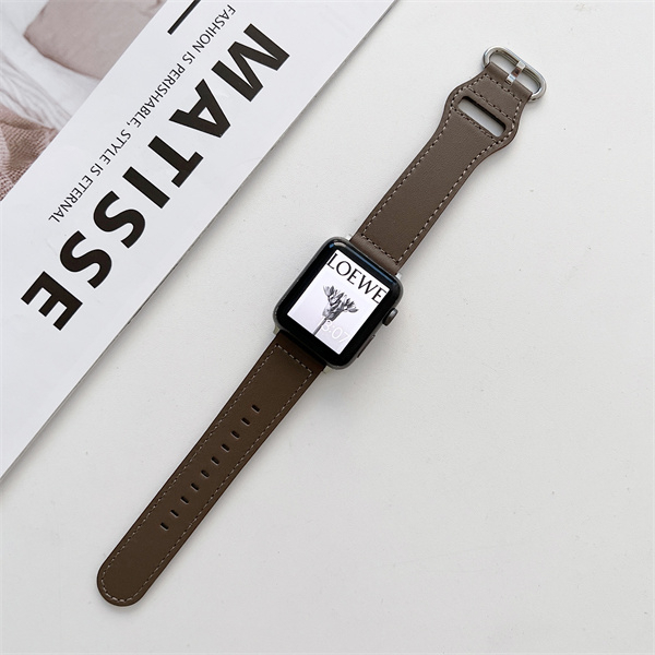 Dây Đeo Bằng Da Thật Màu Trơn Có Khóa Oval Cho iWatch 7 / 6 / 5 / 4 / 3 / 2 / 1 / SE 38 / 40 / 41 / 42 / 44 / 45