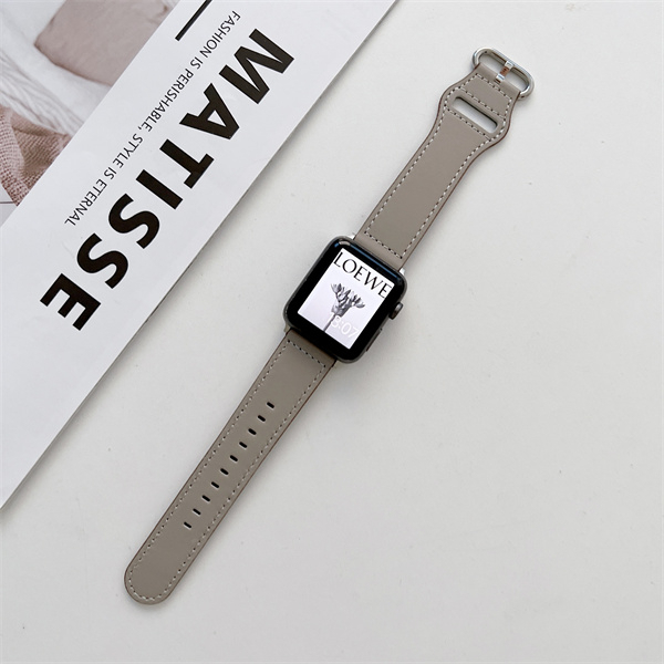 Dây Đeo Bằng Da Thật Màu Trơn Có Khóa Oval Cho iWatch 7 / 6 / 5 / 4 / 3 / 2 / 1 / SE 38 / 40 / 41 / 42 / 44 / 45