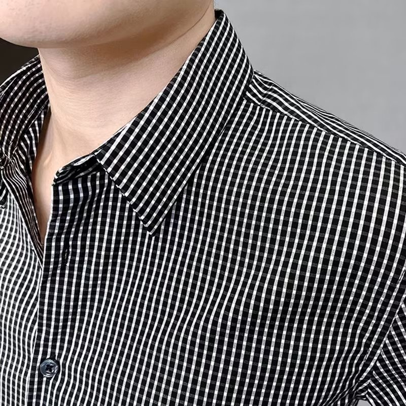 Áo Sơ Mi Nam Tay Lửng Họa Tiết Caro Phong Cách Hàn Quốc Thời Trang Mùa Hè Mới Cỡ M-4XL