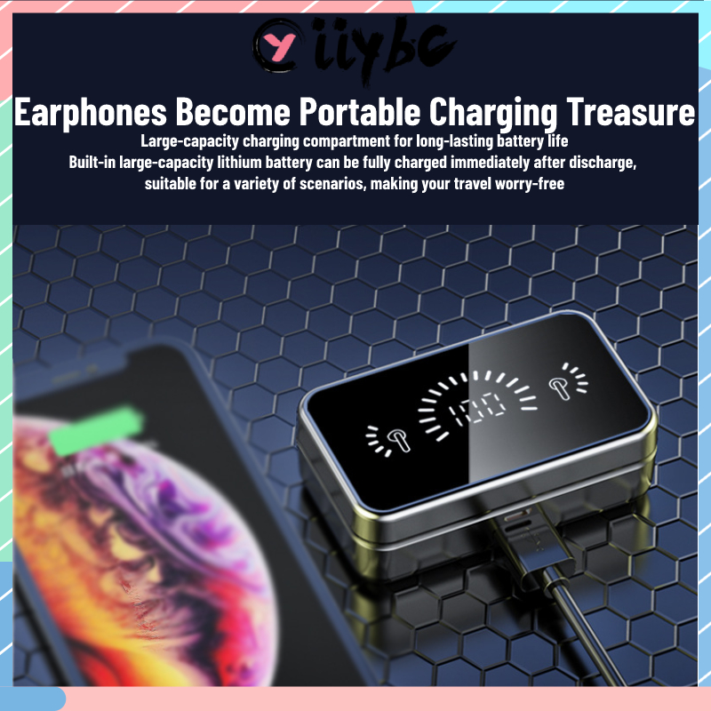 Tai Nghe Bluetooth 5.1 Không Dây Mini S20 Màn Hình Kỹ Thuật Số Màu Xanh Dương Dùng Cho IOS / Android