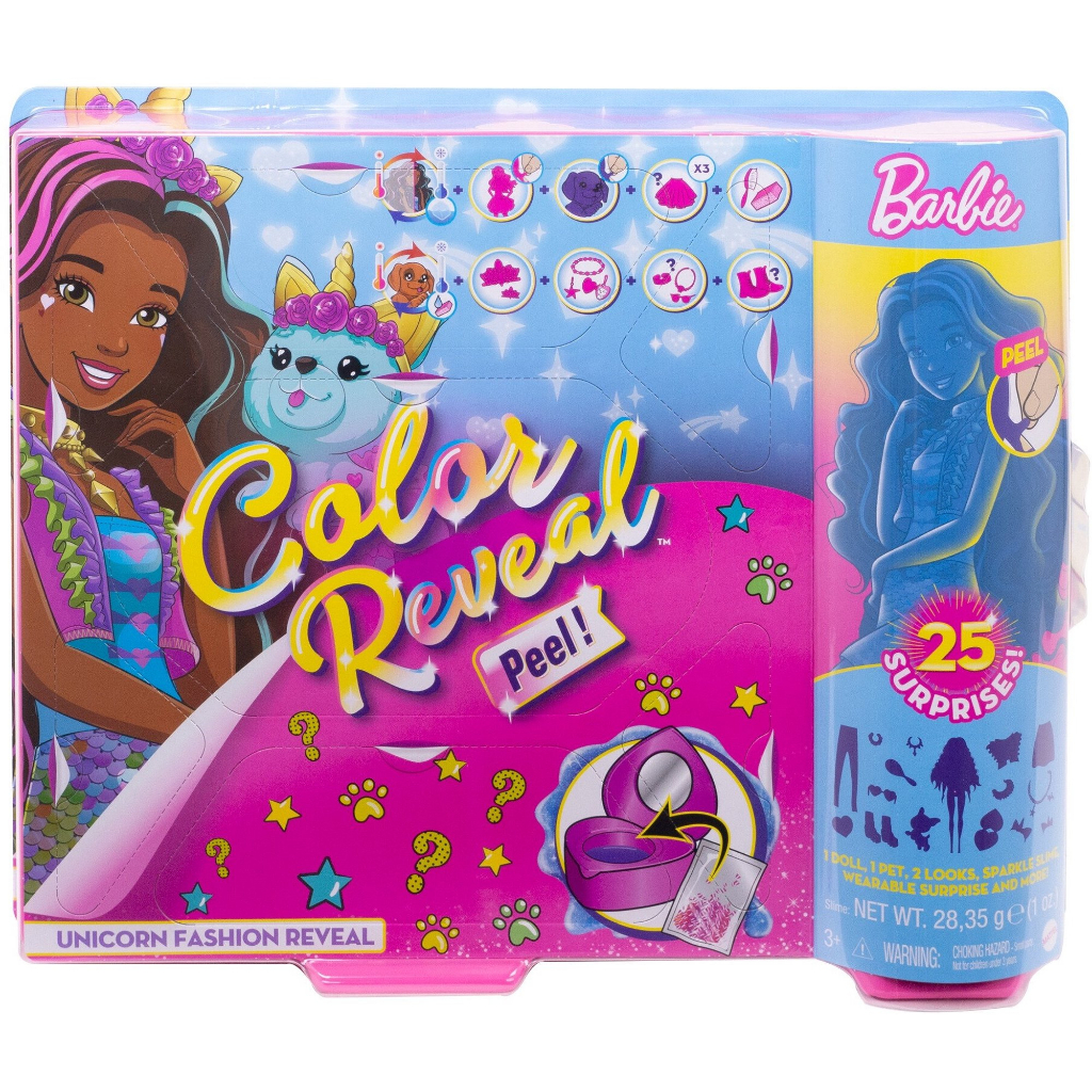 Barbie Color Reveal Peel Doll With 25 Surprises & Unicorn Fantasy Fashion Transformation‎ GXY20 Búp Bê Barbie 25 Bất Ngờ Thời Trang‎ Linh Kiện Điện Tử Gxy200 GXY20