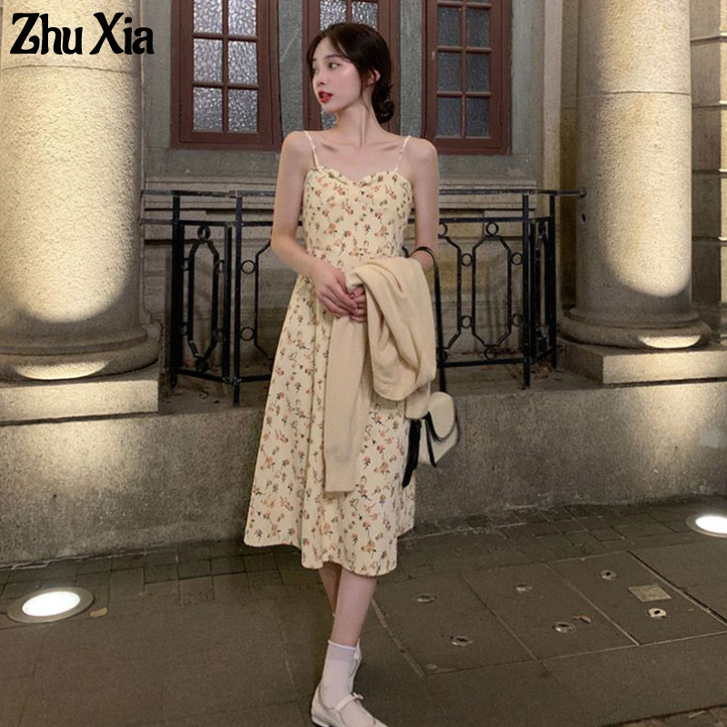 ZhuXia Đầm Hoa Hai Dây Dáng Dài Thời Trang Mùa Hè 2023 Mới Mẻ Cho Nữ