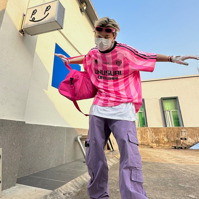 Áo Thun Thể Thao Tay Ngắn Dáng Rộng Họa Tiết Kẻ Sọc Phong Cách hip hop Thời Trang Cho Nam