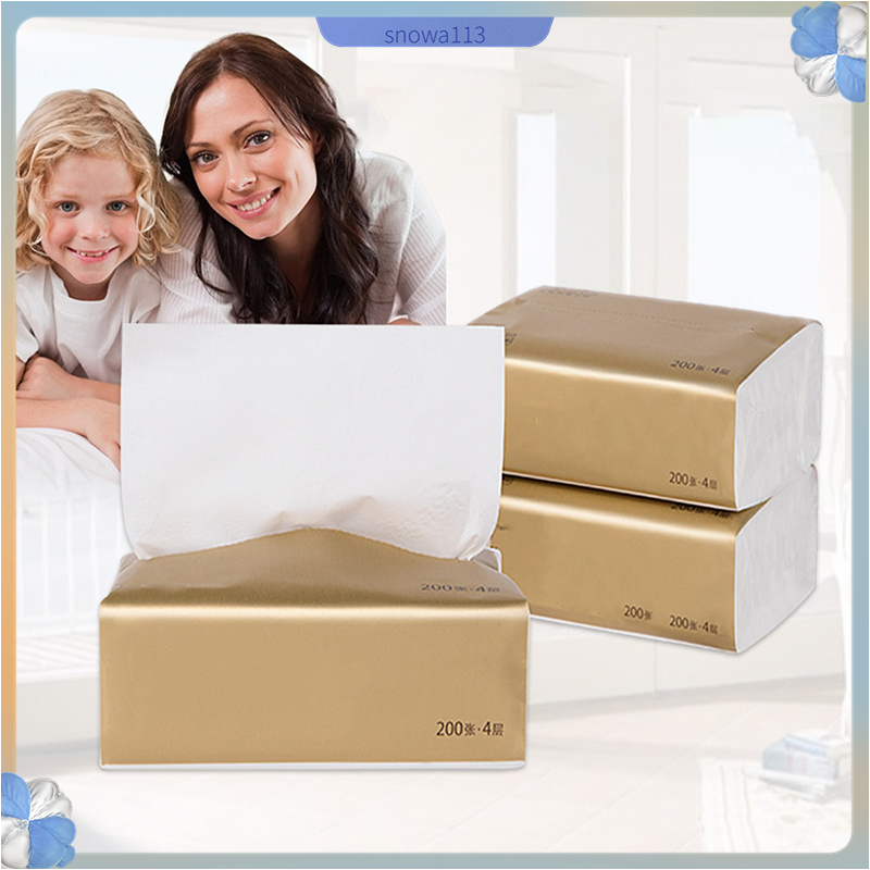 Set 200 Khăn Giấy Lau Mặt 4 Lớp Siêu Mềm Dùng 1 Lần