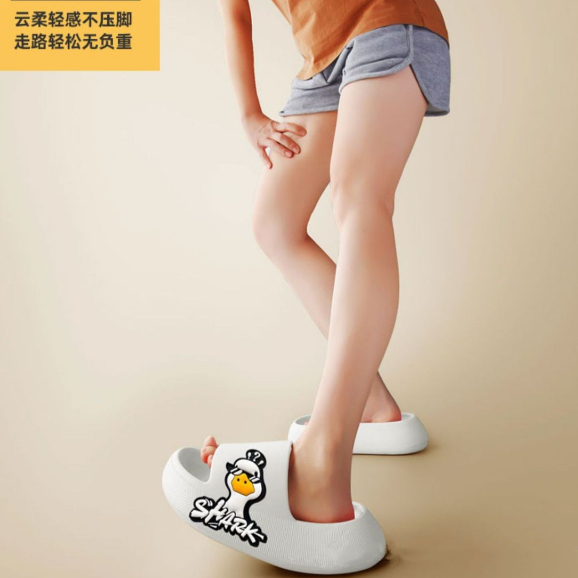 Dép Đế Dày 5.0CM Bằng EVA Silicon Chống Trượt Họa Tiết Vịt Hoạt Hình Mới Dành Cho Nam Nữ Đi Trong Nhà / Ngoài Trời