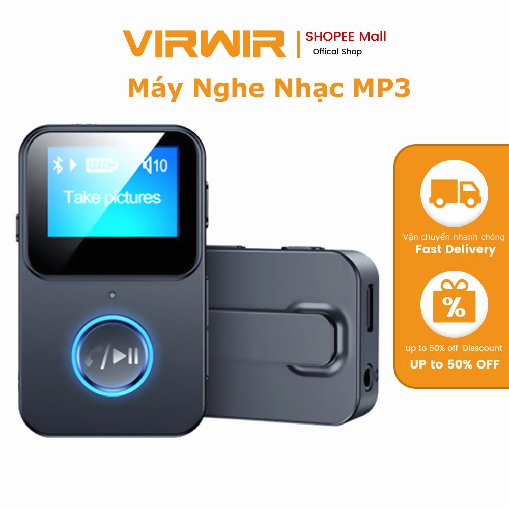 Máy nghe nhạc MP3 VIRWIR mini kiêm đầu nhận tín hiệu bluetooth có điều khiển từ xa chụp ảnh tiện lợi