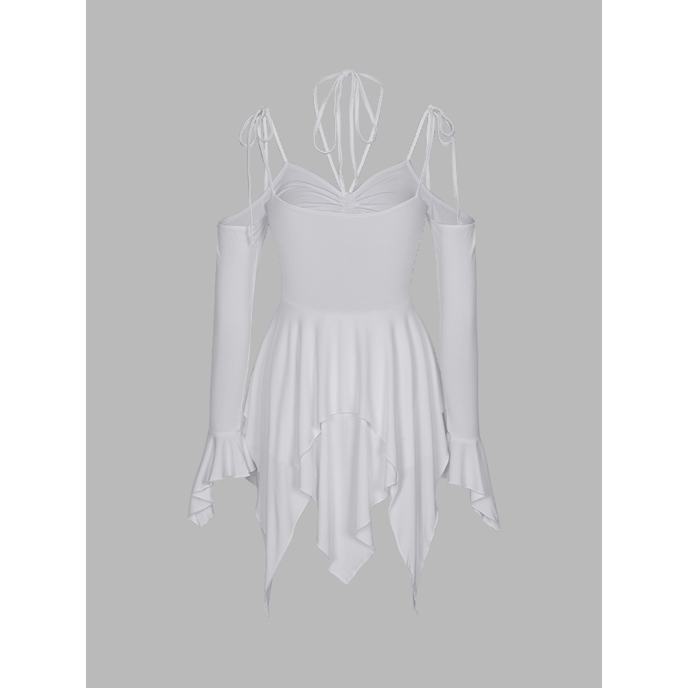 Đầm Trễ Vai Phối Dây Thắt Nơ Xinh Xắn Thời Trang