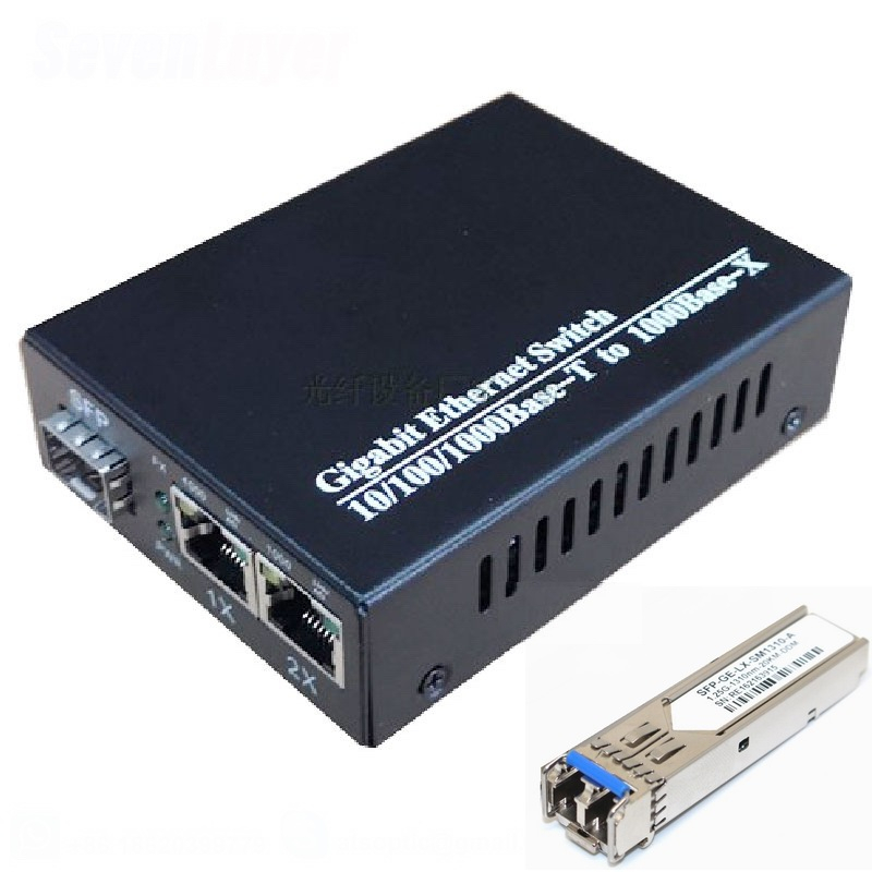 Dây Cáp Chuyển Đổi gigabit media 1 sfp Sang 2 rj45 UTP gigabit Cho camera ip 10 / 100 / 1000M
