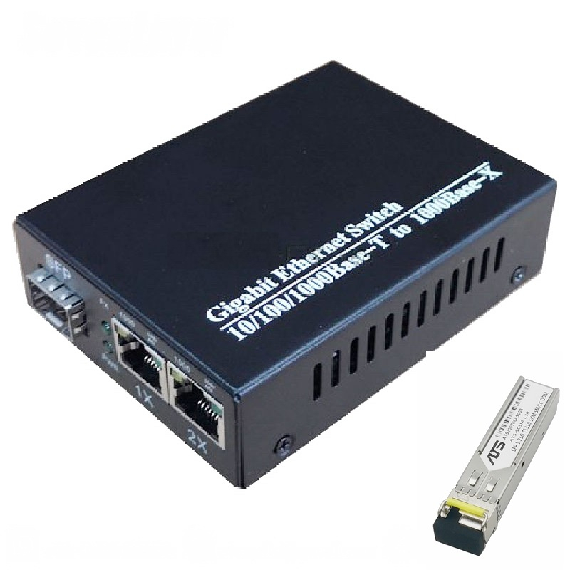 Dây Cáp Chuyển Đổi gigabit media 1 sfp Sang 2 rj45 UTP gigabit Cho camera ip 10 / 100 / 1000M