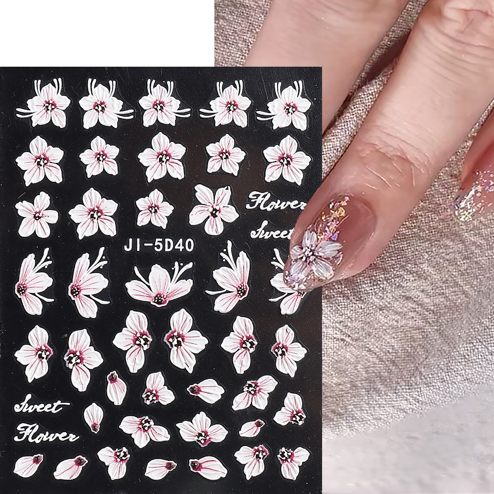 Miếng Dán Trang Trí Móng Tay Hình Hoa Anh Đào 5D