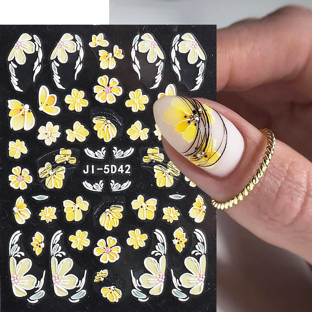 Miếng Dán Trang Trí Móng Tay Hình Hoa Anh Đào 5D