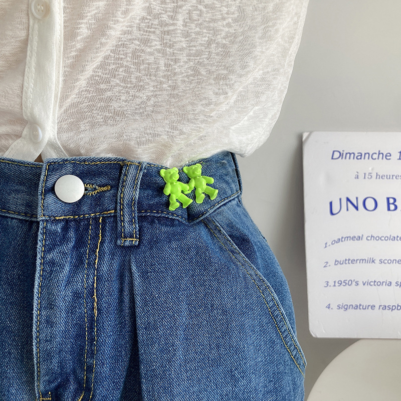 Thắt Lưng Không Cần Đóng Nút Bằng Kim Loại Tạo Hình Gấu Mới Không Cần Đóng Đinh Có Thể Tháo Rời Kích Thước Eo Thay