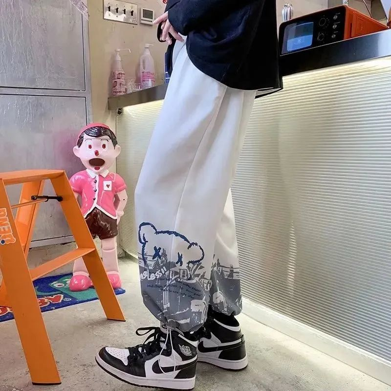 Quần Dài Thể Thao Dây Rút Dáng Rộng Phong Cách Hong Kong Thời Trang Mùa Thu Mới Cho Nam