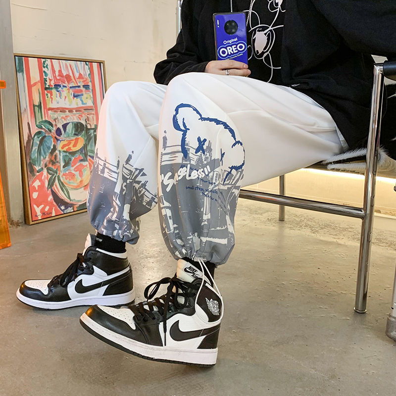 Quần Dài Thể Thao Dây Rút Dáng Rộng Phong Cách Hong Kong Thời Trang Mùa Thu Mới Cho Nam