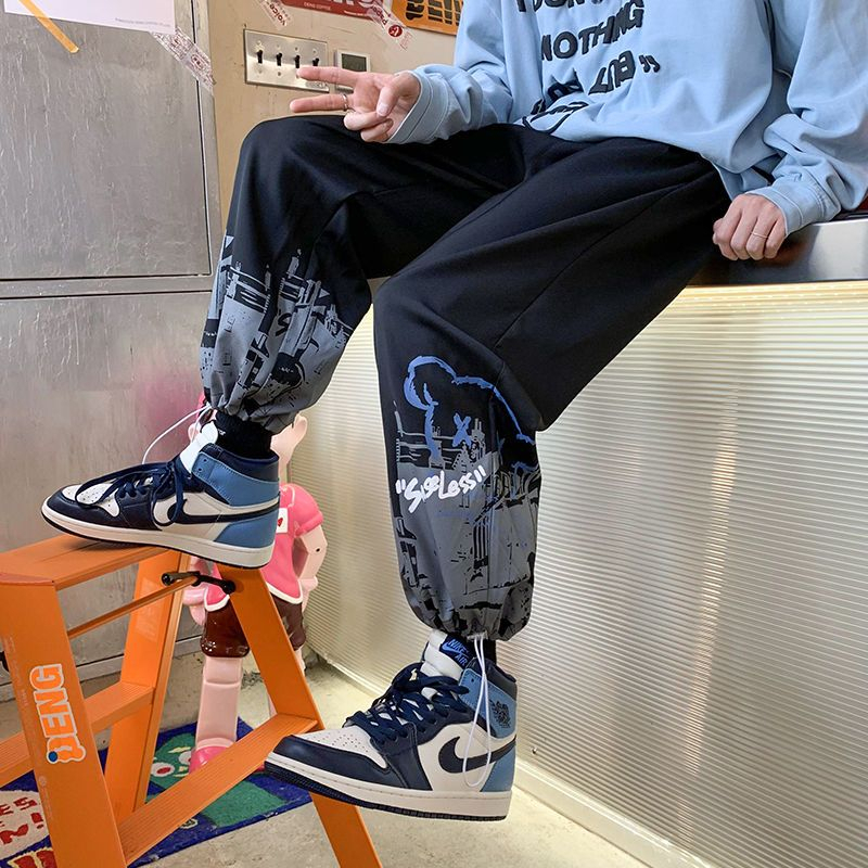 Quần Dài Thể Thao Dây Rút Dáng Rộng Phong Cách Hong Kong Thời Trang Mùa Thu Mới Cho Nam